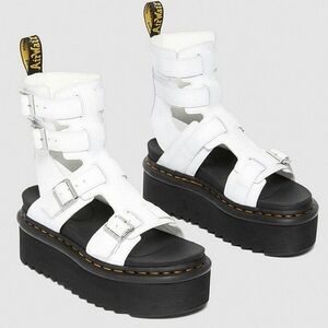 🆕️ Dr. Martens Giavanna Leather Platform Gladiator Sandals Size 9 White Grunge